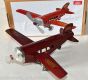 Propeller airplane red, wind up tin toy (~17cm)