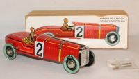 Race car Red , wind up tin toy (~18.50cm)